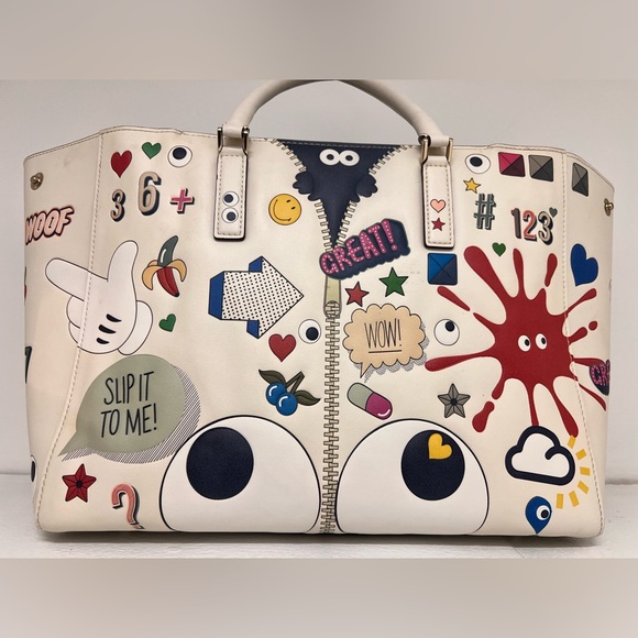 VERY Rare ❤️🔥AnYA HINDMarch LARGE LEATHER TOTE - Picture 1 of 12